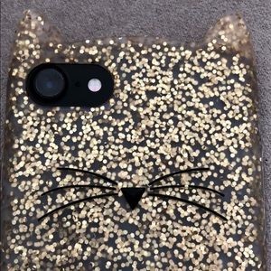 Kate Spade Silicone Gold Cat iPhone 7 case